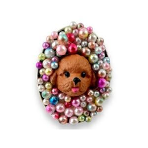 Cotton Candy Pearlescent Poodle OOAK Custom Adjustable Ring